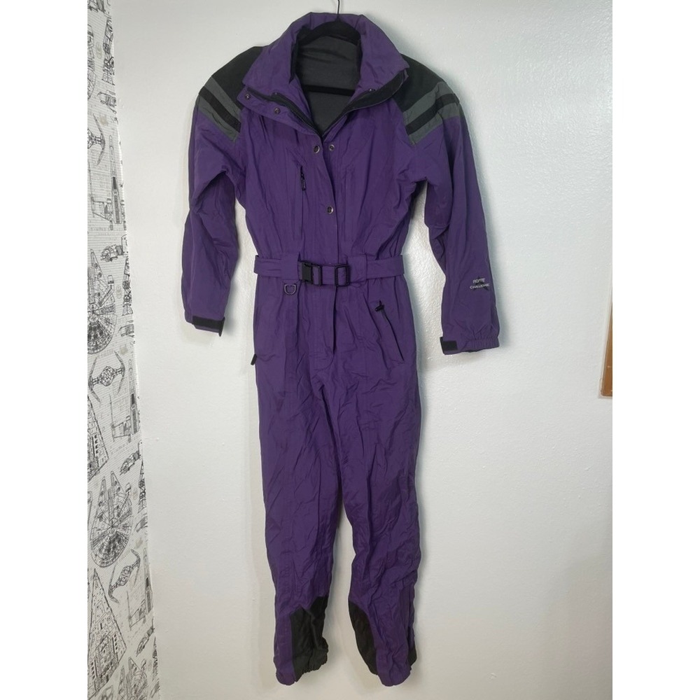Roffe Purple Ski Snowsuit Jumpsuit One Piece Womens Size 8 Vintage 80's Retro